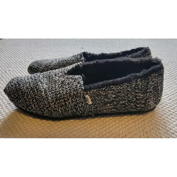 WOMENS TOMS SIZE 9.5 GRAY/BLACK FLANNEL‎ ALPARGATA SLIP ON SHOES FLATS - Picture 4 of 7
